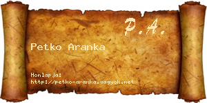 Petko Aranka névjegykártya